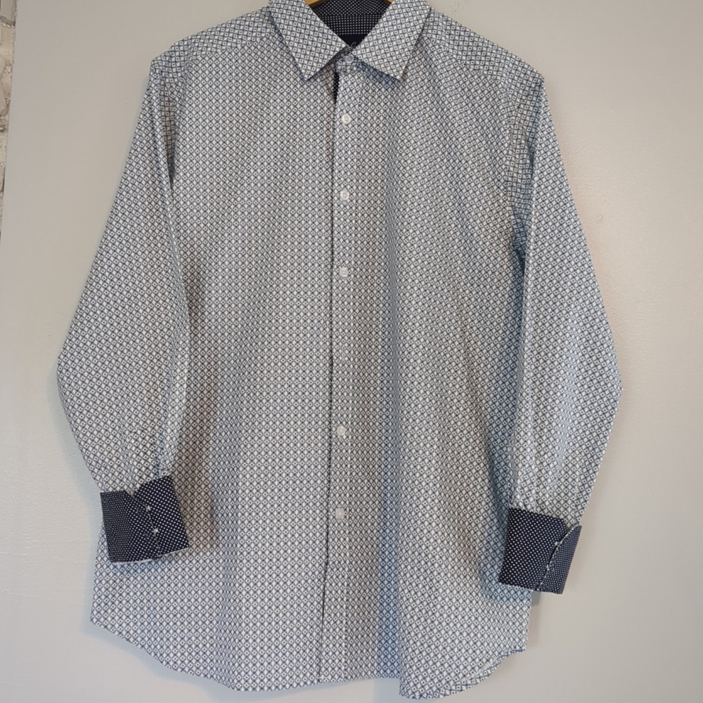 Robert Graham Shirt Men's Large Blue Flip Cuff Long Sleeve Luxury NWOT